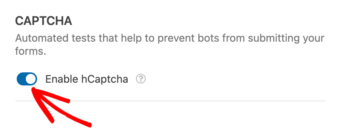 Enabling hCaptcha in the form builder spam protection settings
