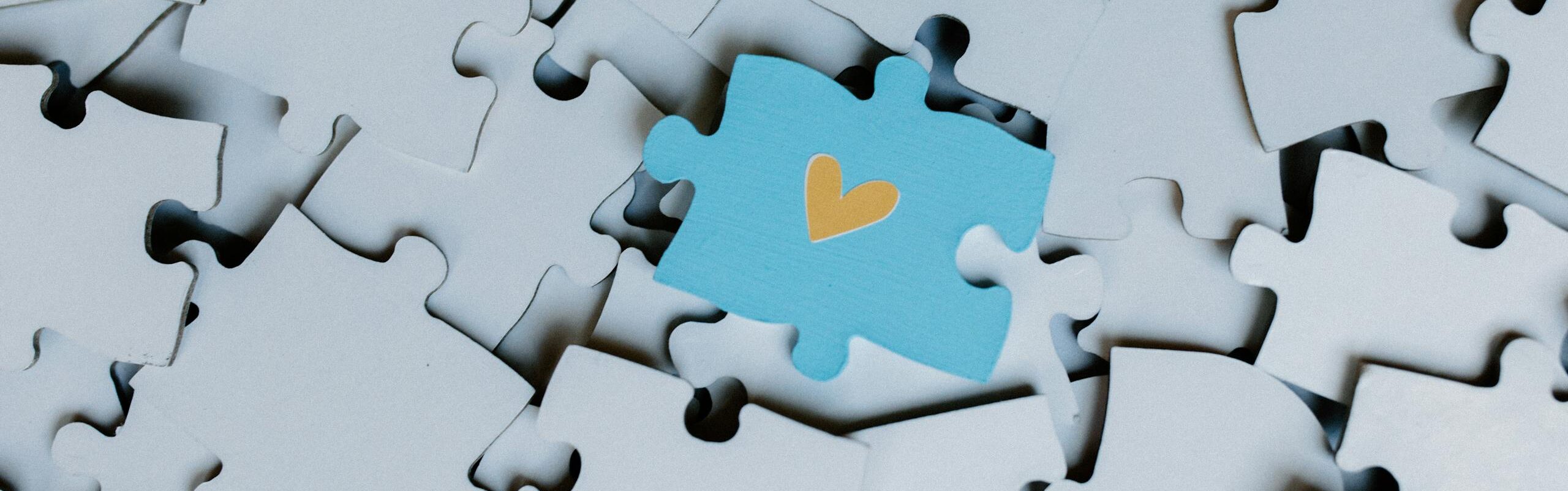 Heart Shape on a Blue Puzzle Piece